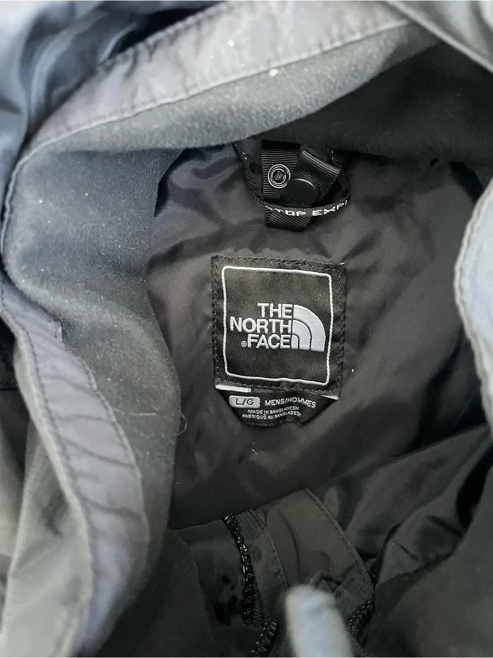 Men Size Large The North Face HyVent Jacket Black Full Zip Hooded Windbreaker